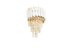Arrediorg Applique lampada da parete di design post moderno di cristallo e metallo oro MAZINI W2