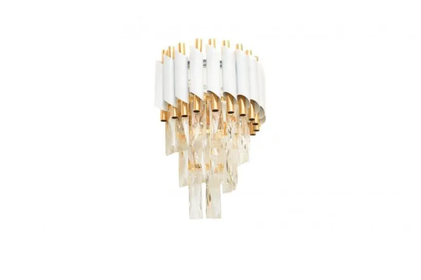 Arrediorg Applique lampada da parete di design post moderno di cristallo e metallo oro MAZINI W2
