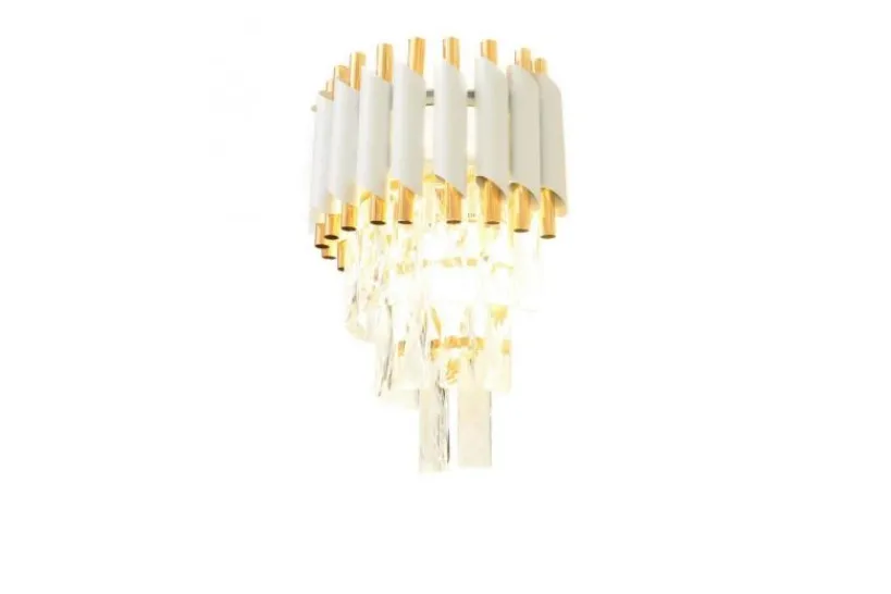 Arrediorg Applique lampada da parete di design post moderno di cristallo e metallo oro MAZINI W2