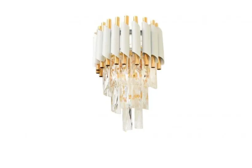 Arrediorg Applique lampada da parete di design post moderno di cristallo e metallo oro MAZINI W2