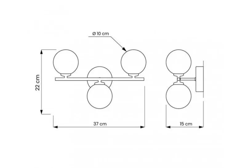 Arrediorg Applique lampada da parete di design MARSIADA W3 Oro