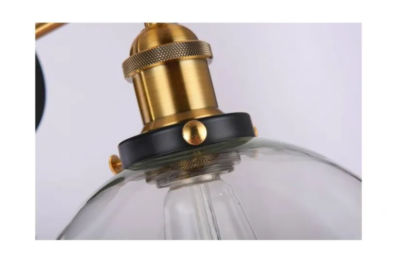 Arrediorg Applique lampada da parete in vetro a sfera Navarro