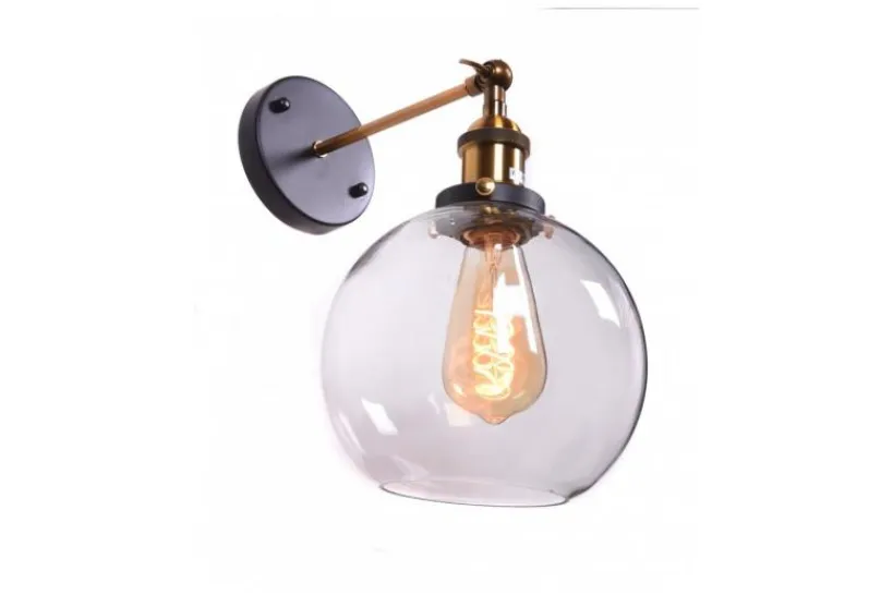 Arrediorg Applique lampada da parete in vetro a sfera Navarro