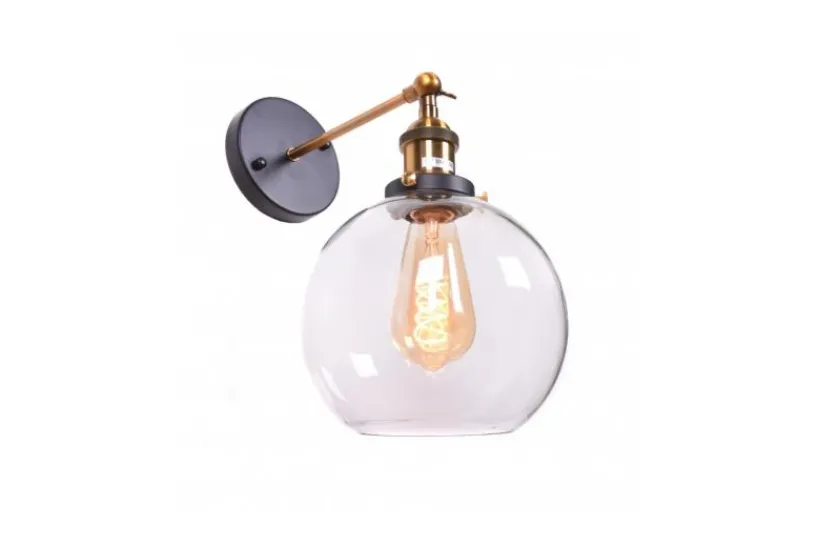 Arrediorg Applique lampada da parete in vetro a sfera Navarro