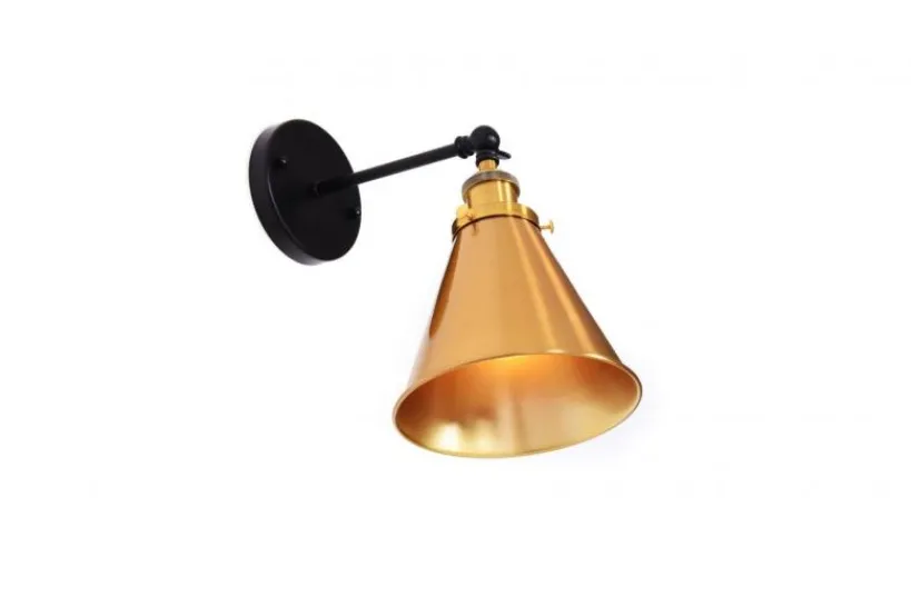 Arrediorg Applique lampada da parete stile industriale con ottone GORI W1