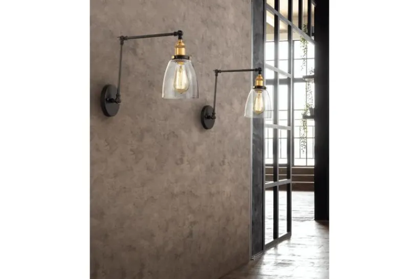 Arrediorg Applique lampada da parete stile industriale vintage BARTON W2