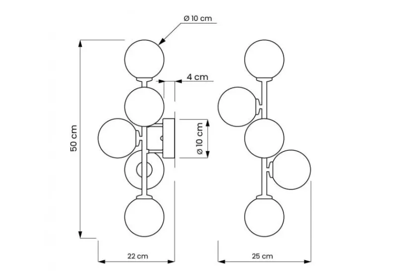 Arrediorg Applique moderna 5 sfere MARSIADA W5