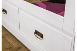 Arrediorg Armadio legno massello 3 ante con specchio bianco e miele toscano shabby