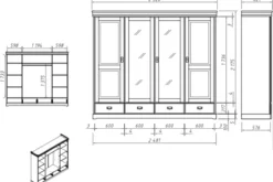 Arrediorg Armadio legno massello 4 ante specchi shabby toscano