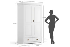 Arrediorg Armadio legno massello bianco top miele 2 ante toscano shabby