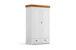 Arrediorg Armadio legno massello bianco top miele 2 ante toscano shabby