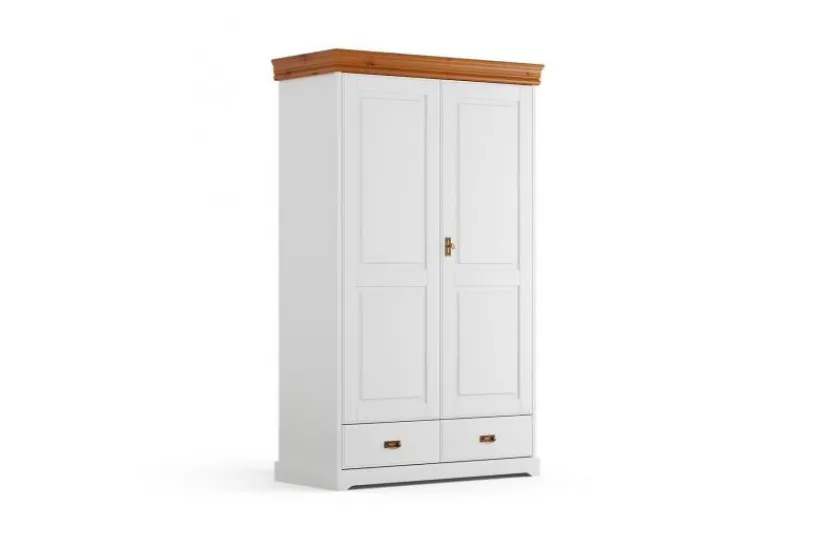 Arrediorg Armadio legno massello bianco top miele 2 ante toscano shabby