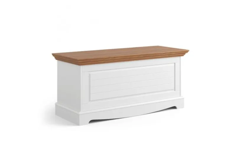 Arrediorg Cassapanca shabby chic bicolore pino massello bianco e rovere