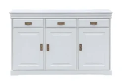 Arrediorg Cassettiera legno massello con 3 ante bianca toscano shabby
