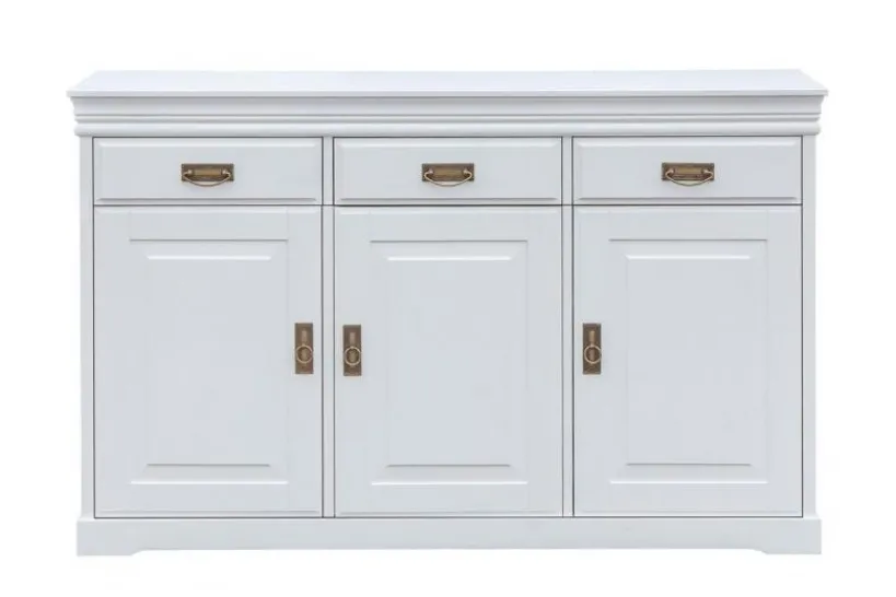 Arrediorg Cassettiera legno massello con 3 ante bianca toscano shabby
