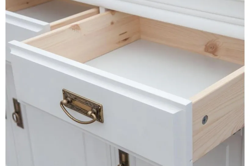 Arrediorg Cassettiera legno massello con 3 ante bianca toscano shabby