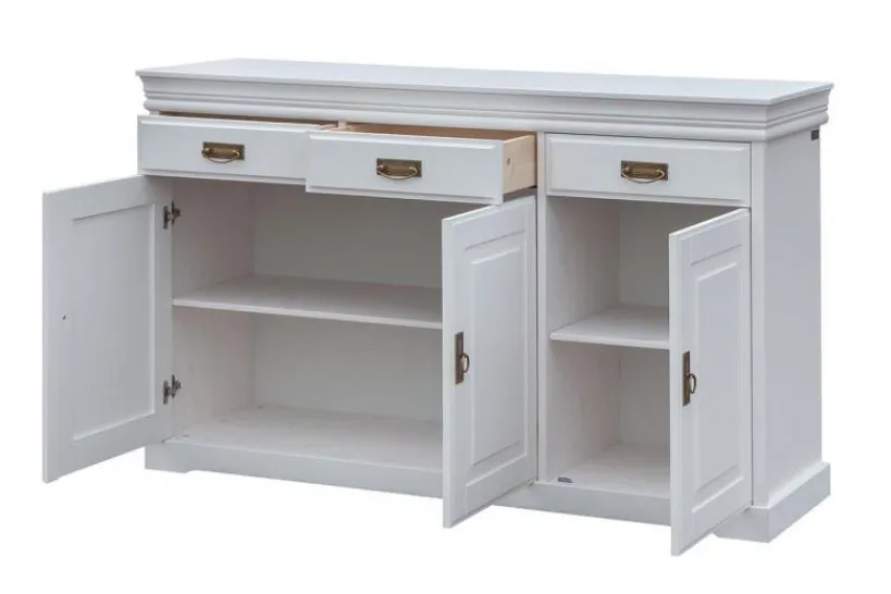 Arrediorg Cassettiera legno massello con 3 ante bianca toscano shabby