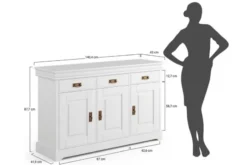 Arrediorg Cassettiera legno massello con 3 ante bianca toscano shabby