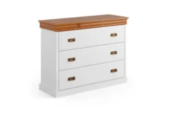 Arrediorg Cassettone in legno massello di pino bianco miele shabby chic toscano