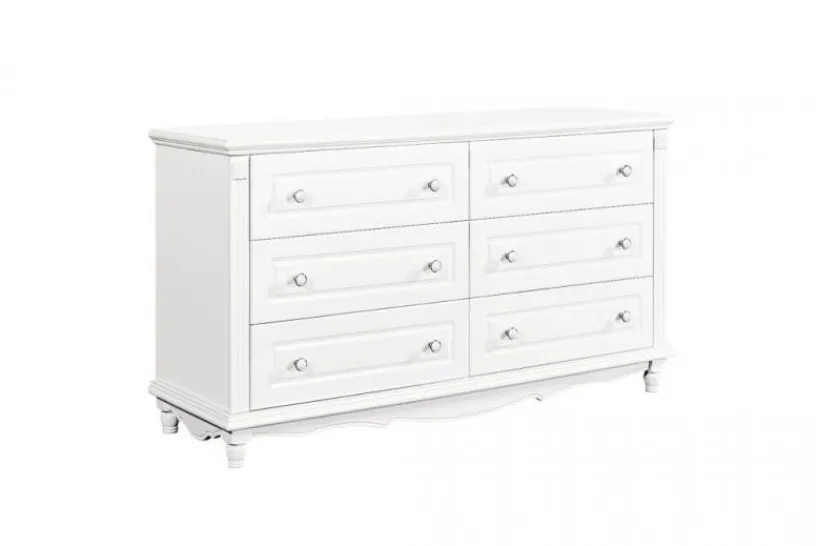 Arrediorg Cassettone provenzale 6 cassetti legno bianco PRINCESS 836-6A