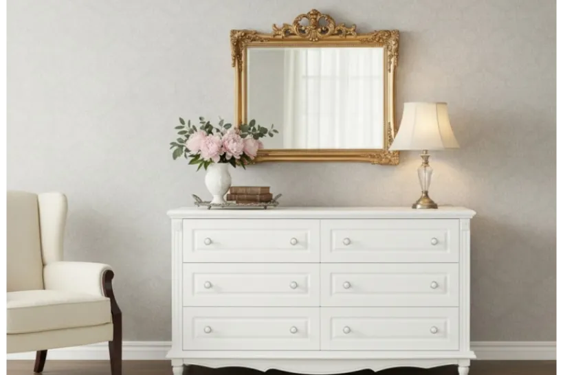 Arrediorg Cassettone provenzale 6 cassetti legno bianco PRINCESS 836-6A