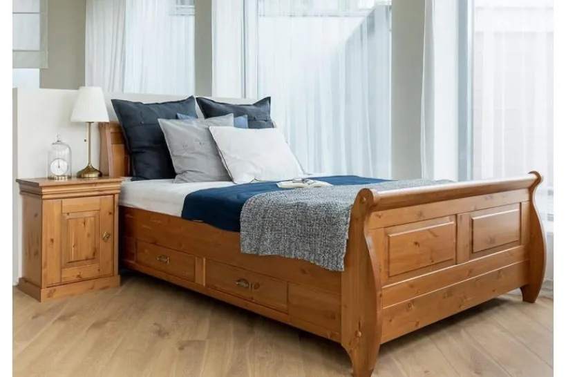 Arrediorg Comodino legno massello di pino color toscano shabby