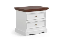 Arrediorg Comodino shabby chic pino massello bianco e tinto noce