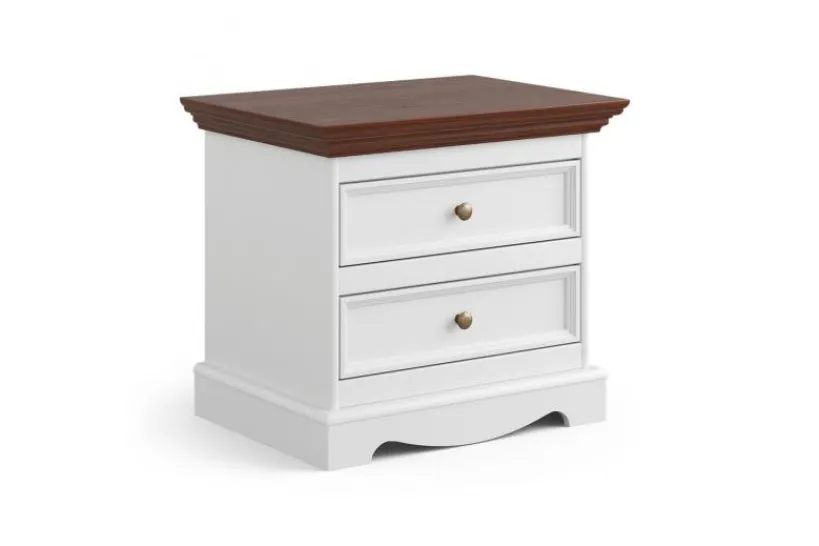 Arrediorg Comodino shabby chic pino massello bianco e tinto noce