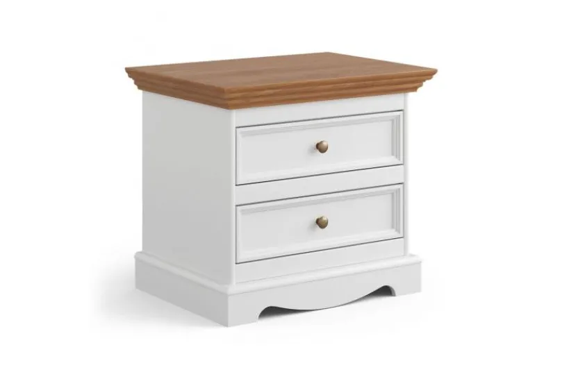 Arrediorg Comodino shabby chic pino massello bianco e rovere