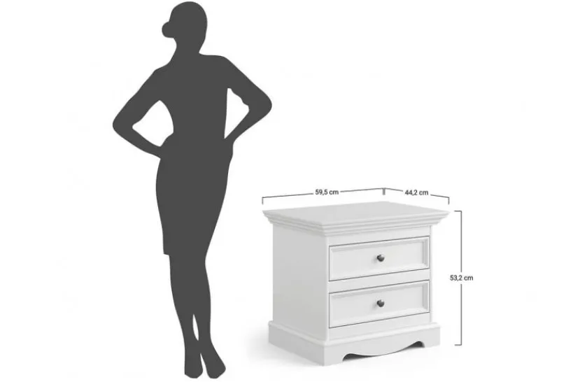 Arrediorg Comodino shabby chic pino massello bianco e rovere