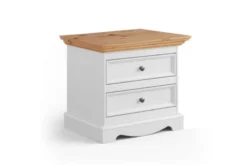 Arrediorg Comodino shabby chic pino massello bianco e naturale