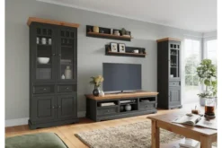 Arrediorg Coppia di mensole legno di pino massello grafite e naturale shabby chic