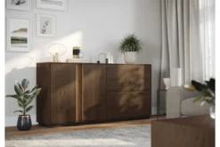 Arrediorg Credenza moderna alta in rovere massello con LED