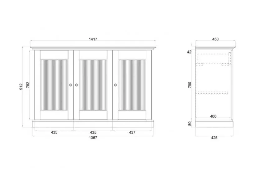 Arrediorg Credenza pino massello shabby classico Rosella