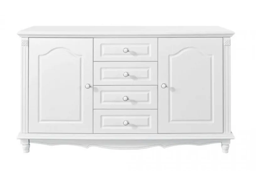 Arrediorg Credenza provenzale bianca in legno 2 ante e 4 cassetti PRINCESS 887