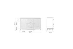 Arrediorg Credenza provenzale bianca in legno 2 ante e 4 cassetti PRINCESS 887