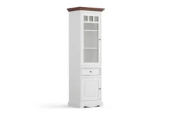 Arrediorg Cristalliera 1 anta sinistra shabby chic pino massello bianco top noce