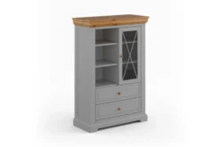 Arrediorg Cristalliera bassa pino massello grigio e rovere shabby country