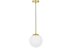Arrediorg Lampada a sospensione a sfera bianca in vetro e ottone FREDICA D20
