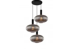 Arrediorg Lampada a sospensione di design con tre sfere in vetro fumo FLORI W3-RD