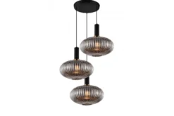 Arrediorg Lampada a sospensione di design con tre sfere in vetro fumo FLORI W3-RD