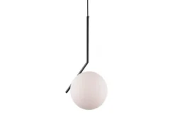 Arrediorg Lampada a sospensione di design a sfera in vetro bianco SORENTO D20
