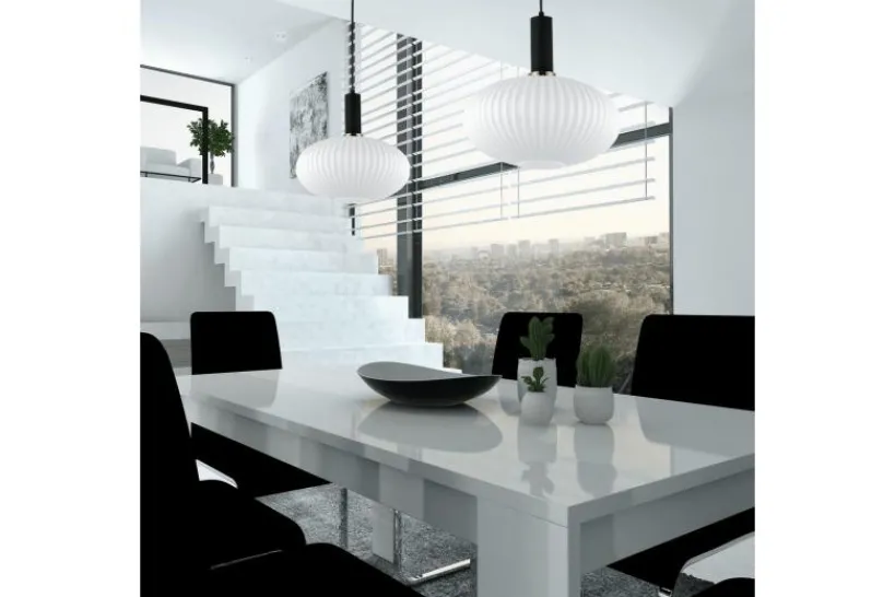 Arrediorg Lampada a sospensione di design a sfera in vetro FLORI Bianco e