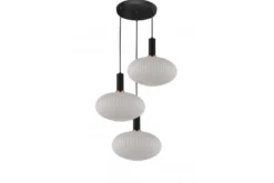 Arrediorg Lampada a sospensione di design con tre sfere in vetro FLORI W3 e Nero