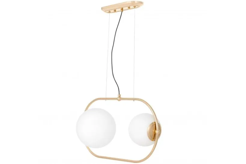 Arrediorg Lampada a sospensione doppia sfera metallo dorato PANARI PRO
