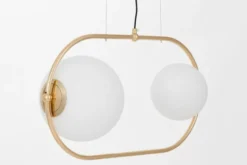 Arrediorg Lampada a sospensione doppia sfera metallo dorato PANARI PRO