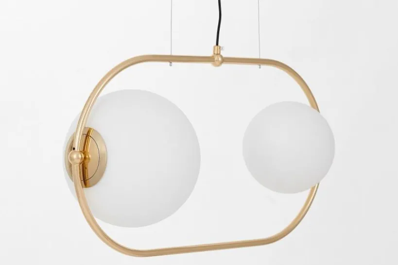 Arrediorg Lampada a sospensione doppia sfera metallo dorato PANARI PRO