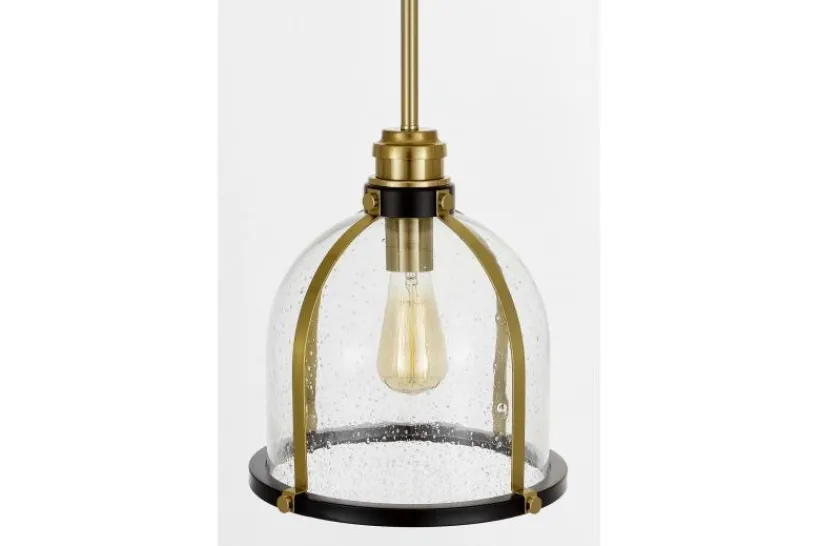 Arrediorg LAMPADA A SOSPENSIONE LOFT NERA E OTTONE BRANSON