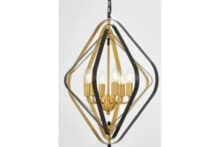 Arrediorg LAMPADA A SOSPENSIONE MODERNA NERA E OTTONE ZEWA W6