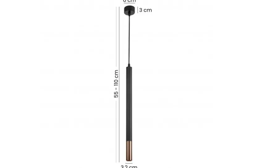 Arrediorg LAMPADA A SOSPENSIONE MODERNA TUBO E GRAFITE SLIM W1